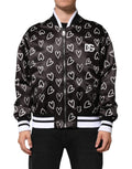 Dolce & Gabbana Schwarze Polyester-Bomberjacke mit Herz-Print