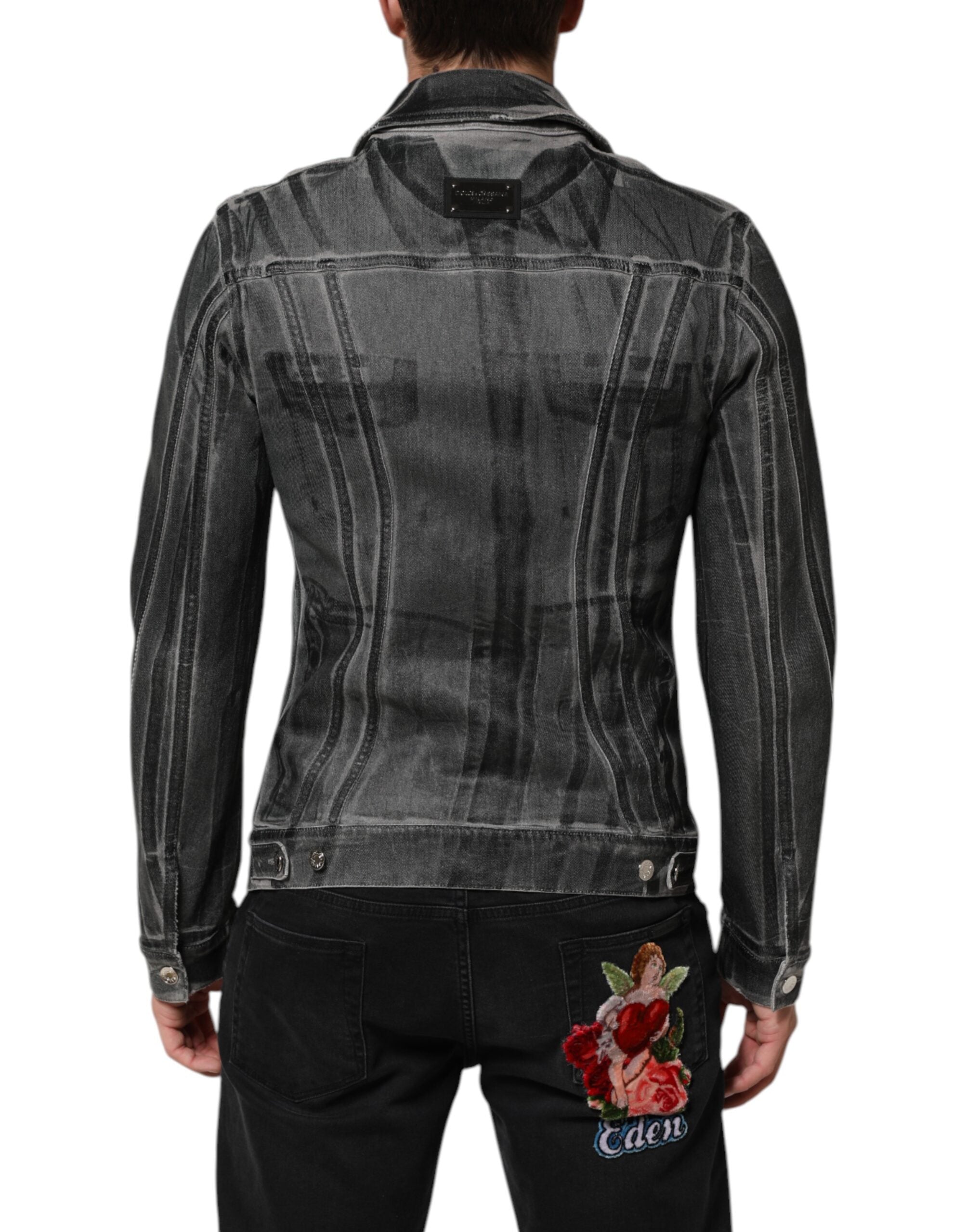 Dolce & Gabbana Grey Washed Cotton Stretch Denim Jacket