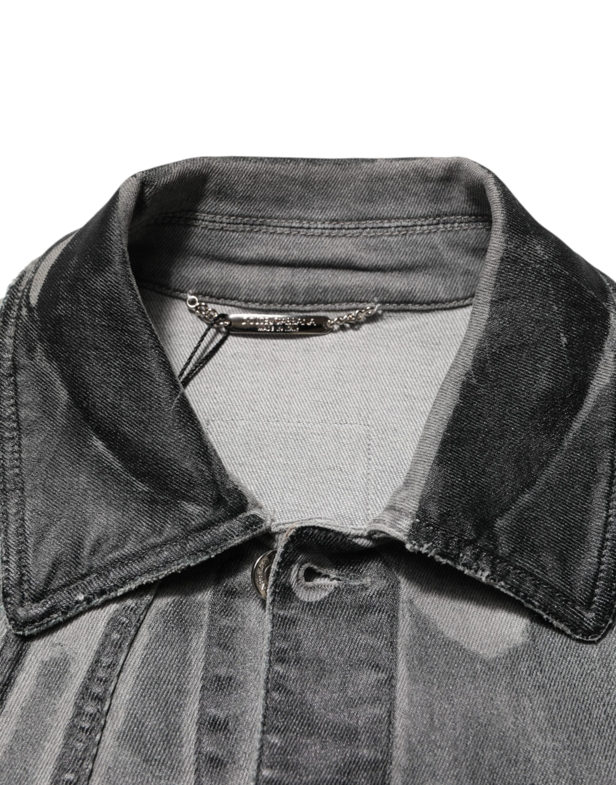 Dolce & Gabbana Grey Washed Cotton Stretch Denim Jacket