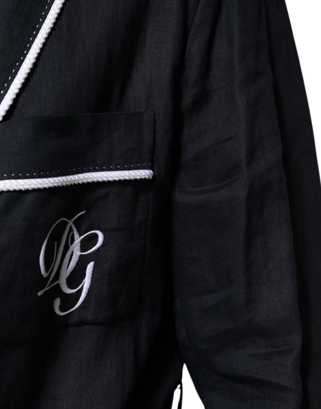 Dolce & Gabbana Dark Blue DG Embroidered Jacket Robe Blazer