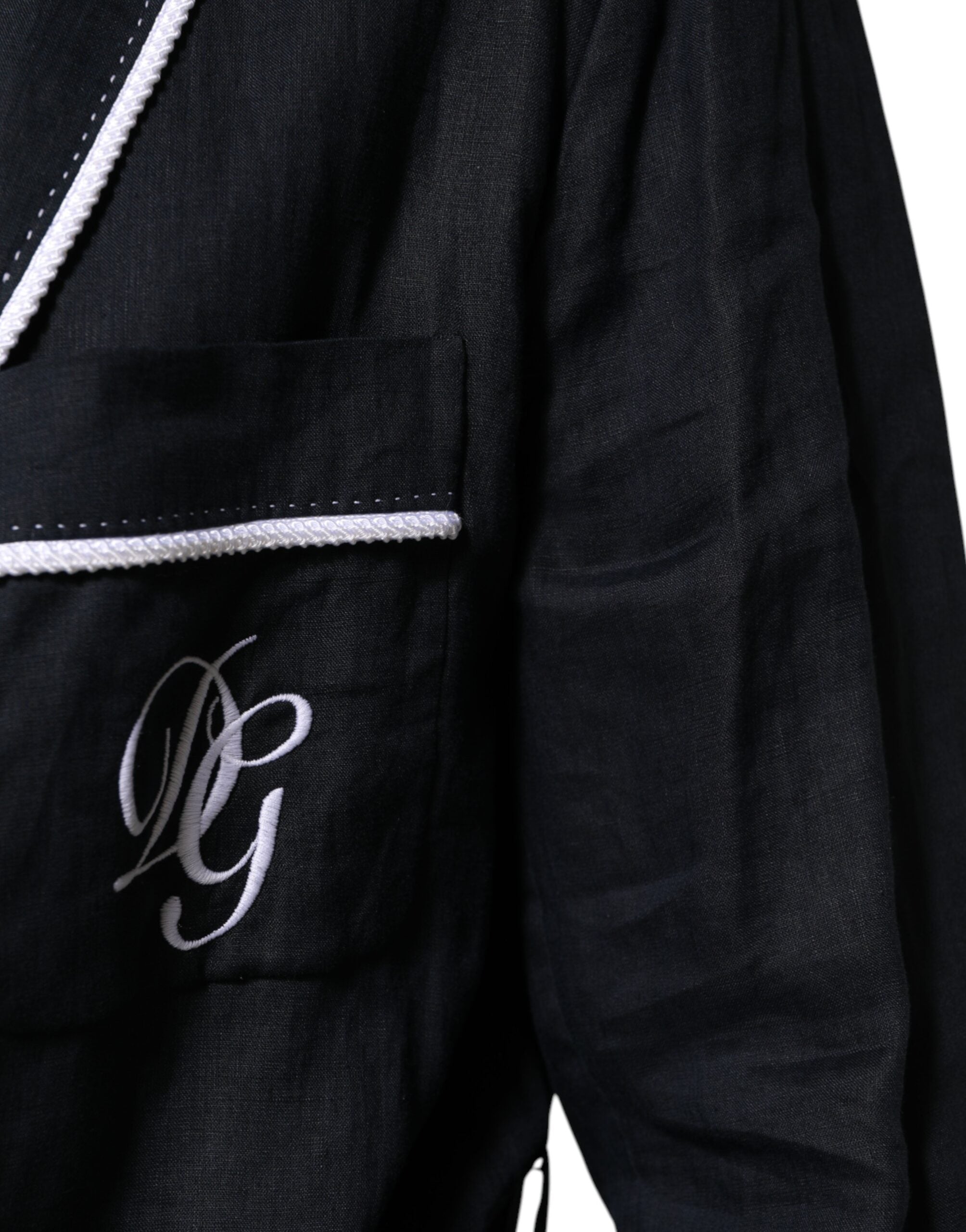 Dolce & Gabbana Dunkelblaue DG-Stickereijacke Robe Blazer