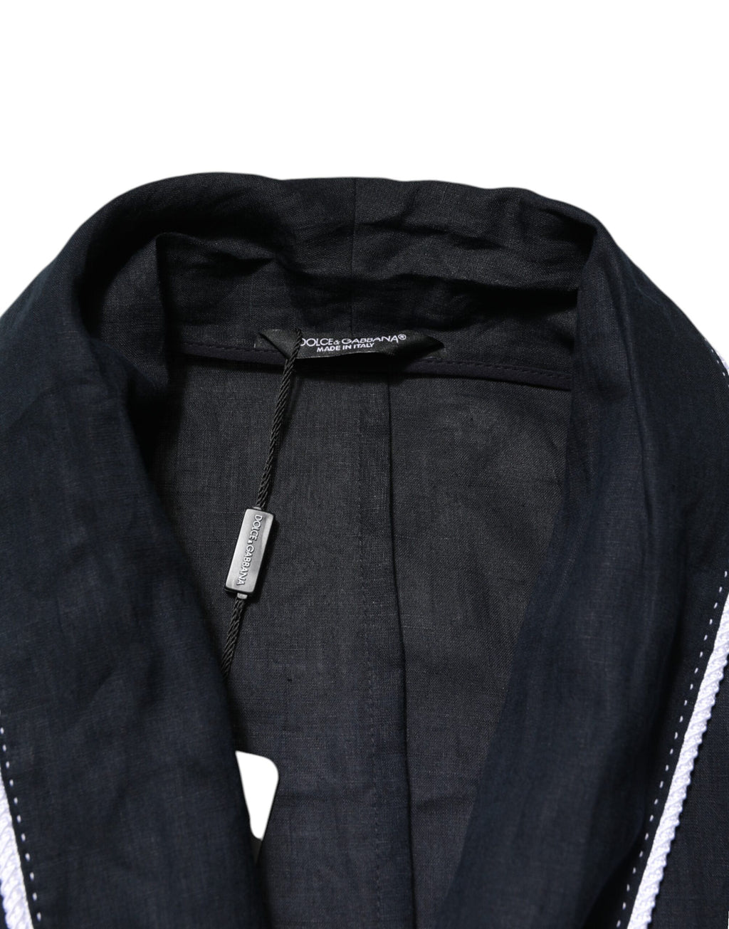 Dolce & Gabbana Dark Blue DG Embroidered Jacket Robe Blazer
