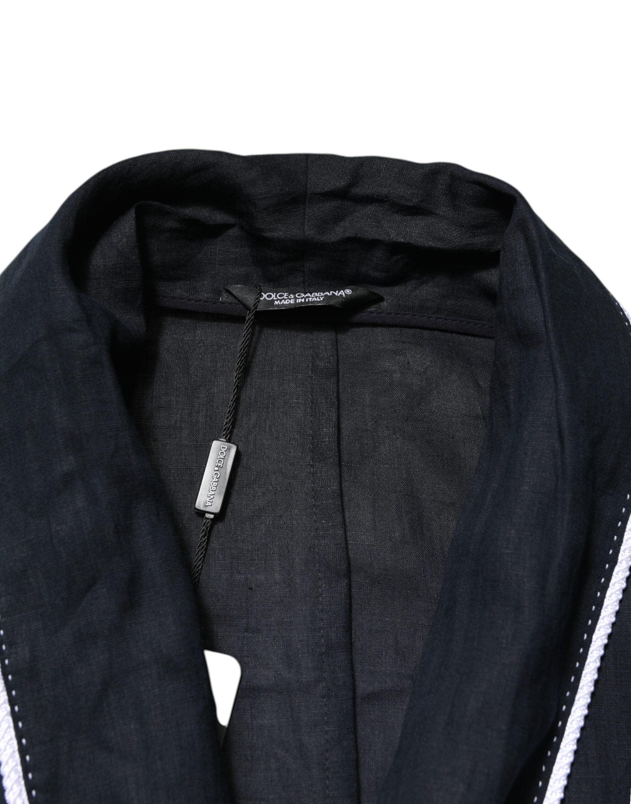 Dolce & Gabbana Dark Blue DG Embroidered Jacket Robe Blazer
