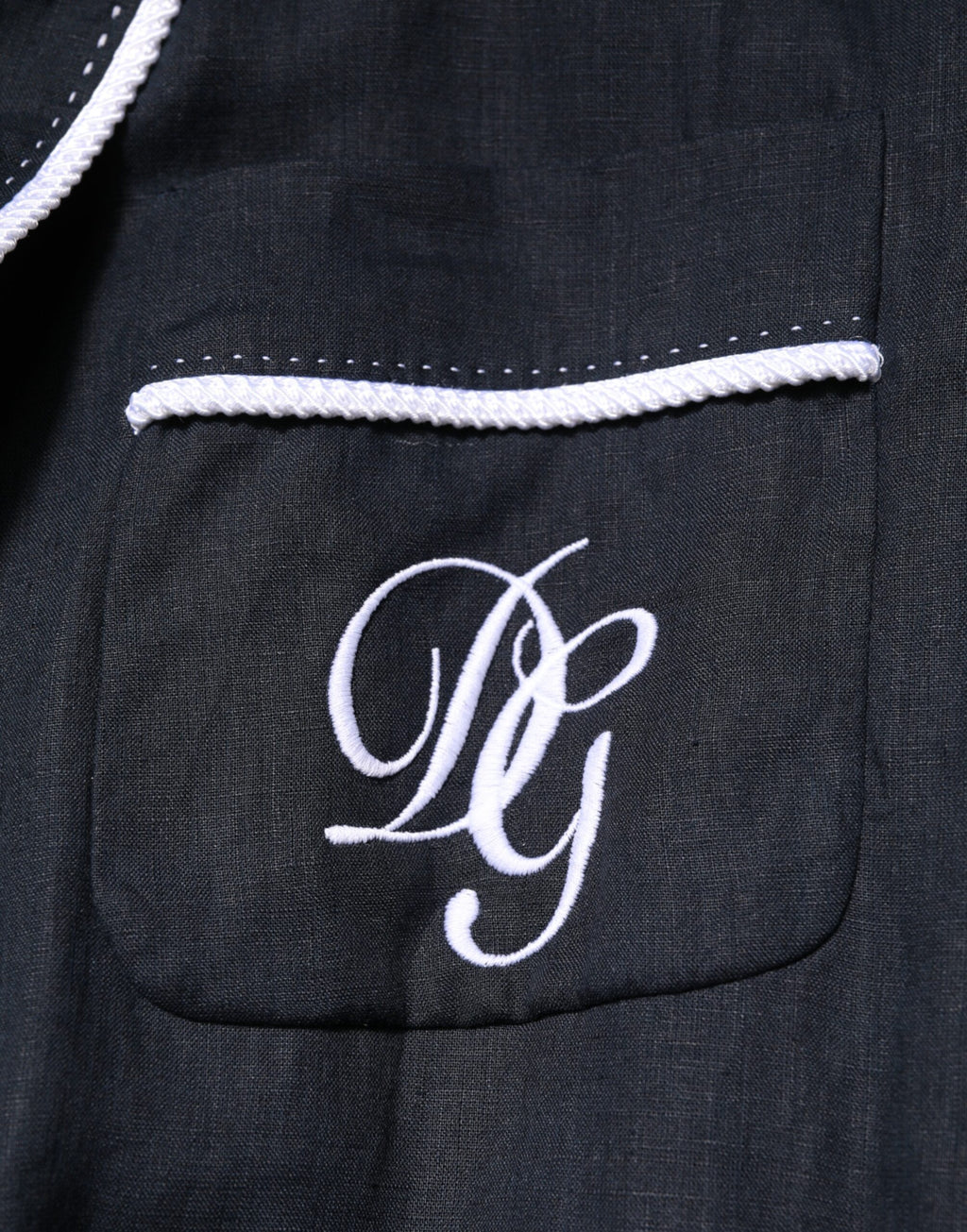 Dolce & Gabbana Dark Blue DG Embroidered Jacket Robe Blazer