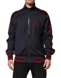 Dolce & Gabbana Blau-rot gestreifte Logo-Plakette Full Zip Jacke