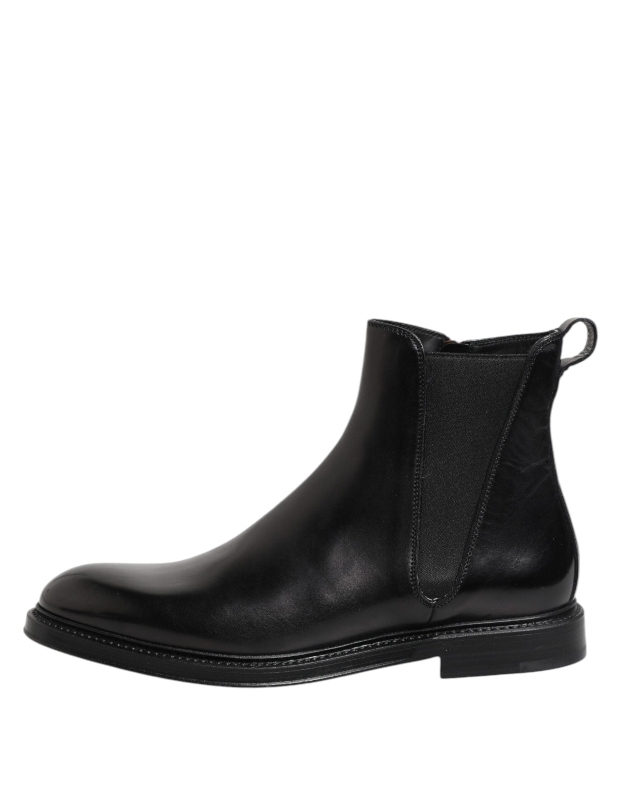 Dolce & Gabbana Schwarz Chelsea Leder Mid Calf Stiefel Schuhe