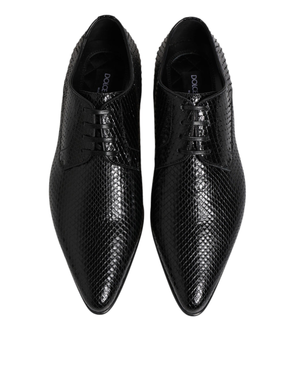 Dolce & Gabbana Schwarze Exotische Leder Schnürschuhe Derby