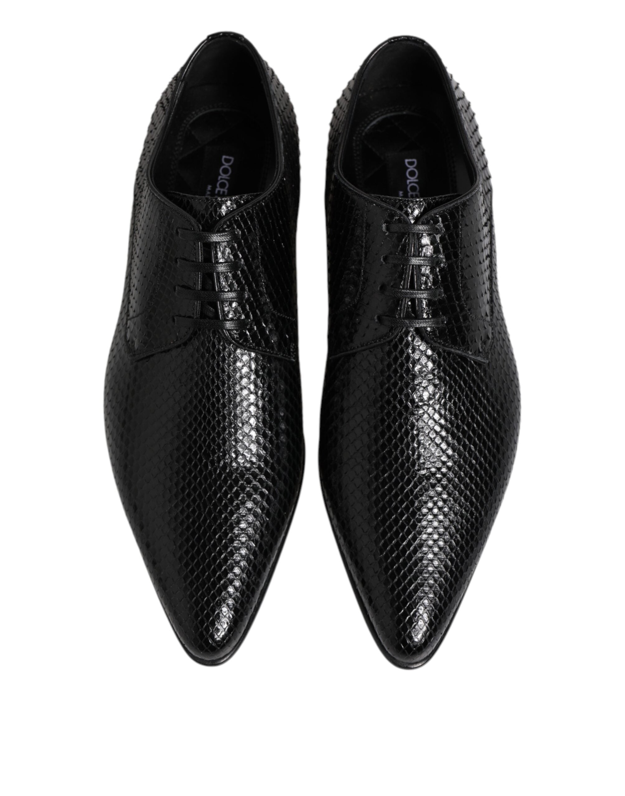 Dolce & Gabbana Schwarze Exotische Leder Schnürschuhe Derby