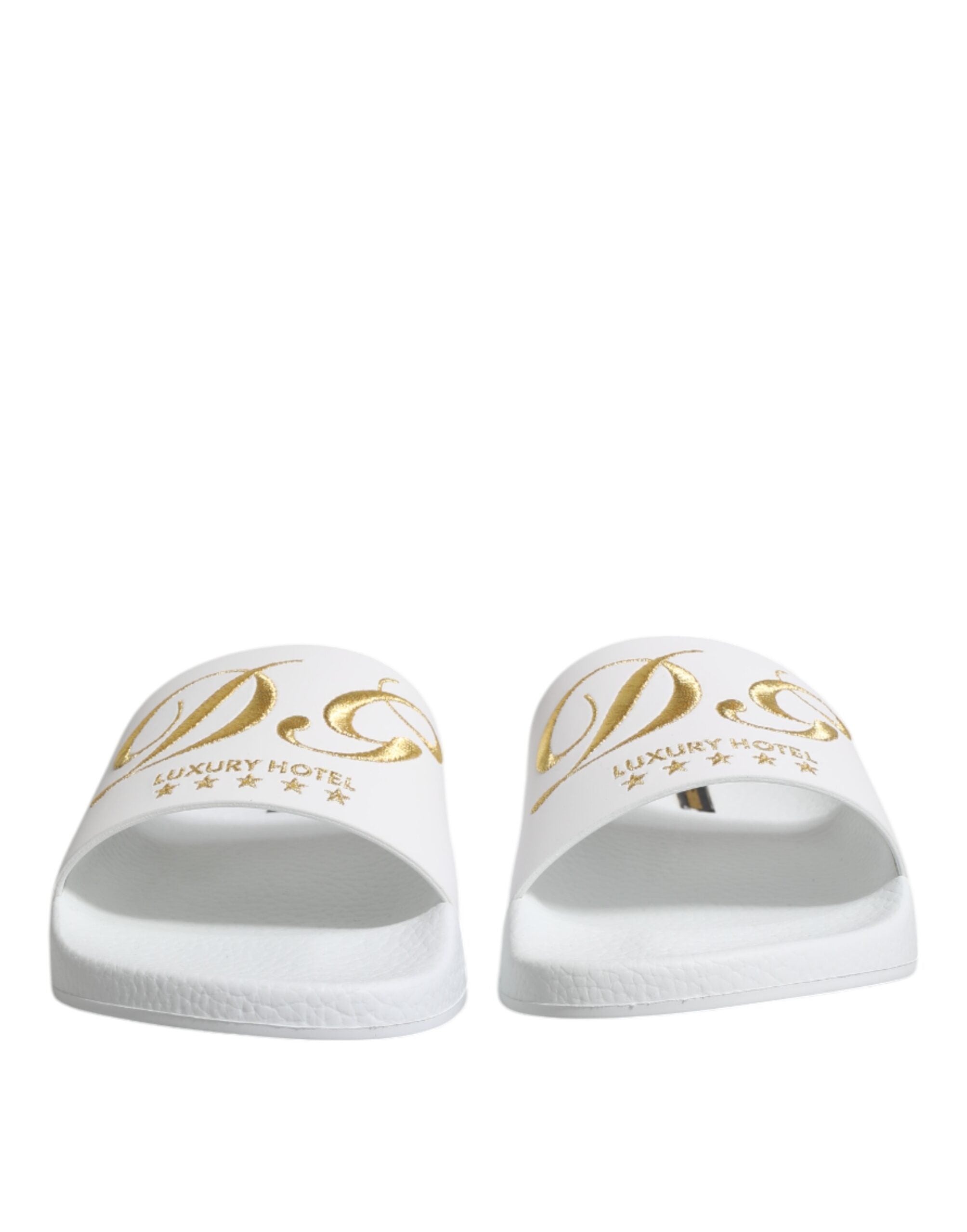Dolce & Gabbana White Leather Mules Sandals Beachwear Shoes