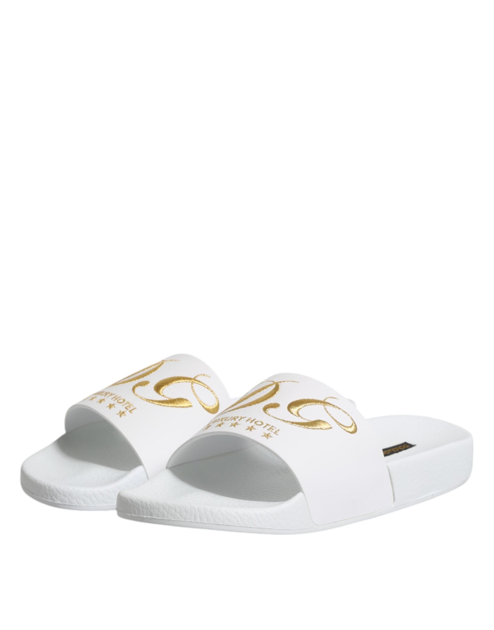 Dolce & Gabbana White Leather Mules Sandals Beachwear Shoes