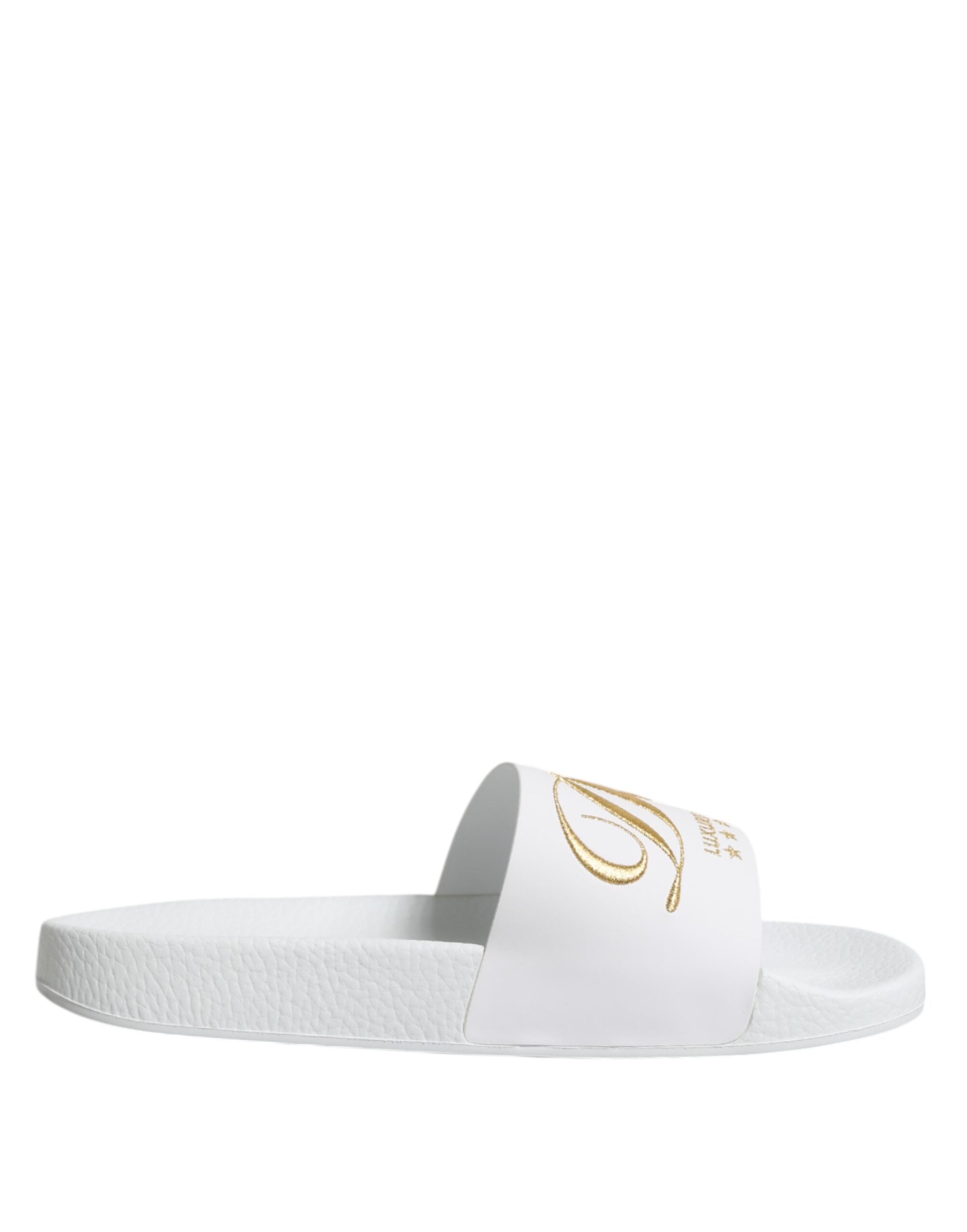 Dolce & Gabbana White Leather Mules Sandals Beachwear Shoes