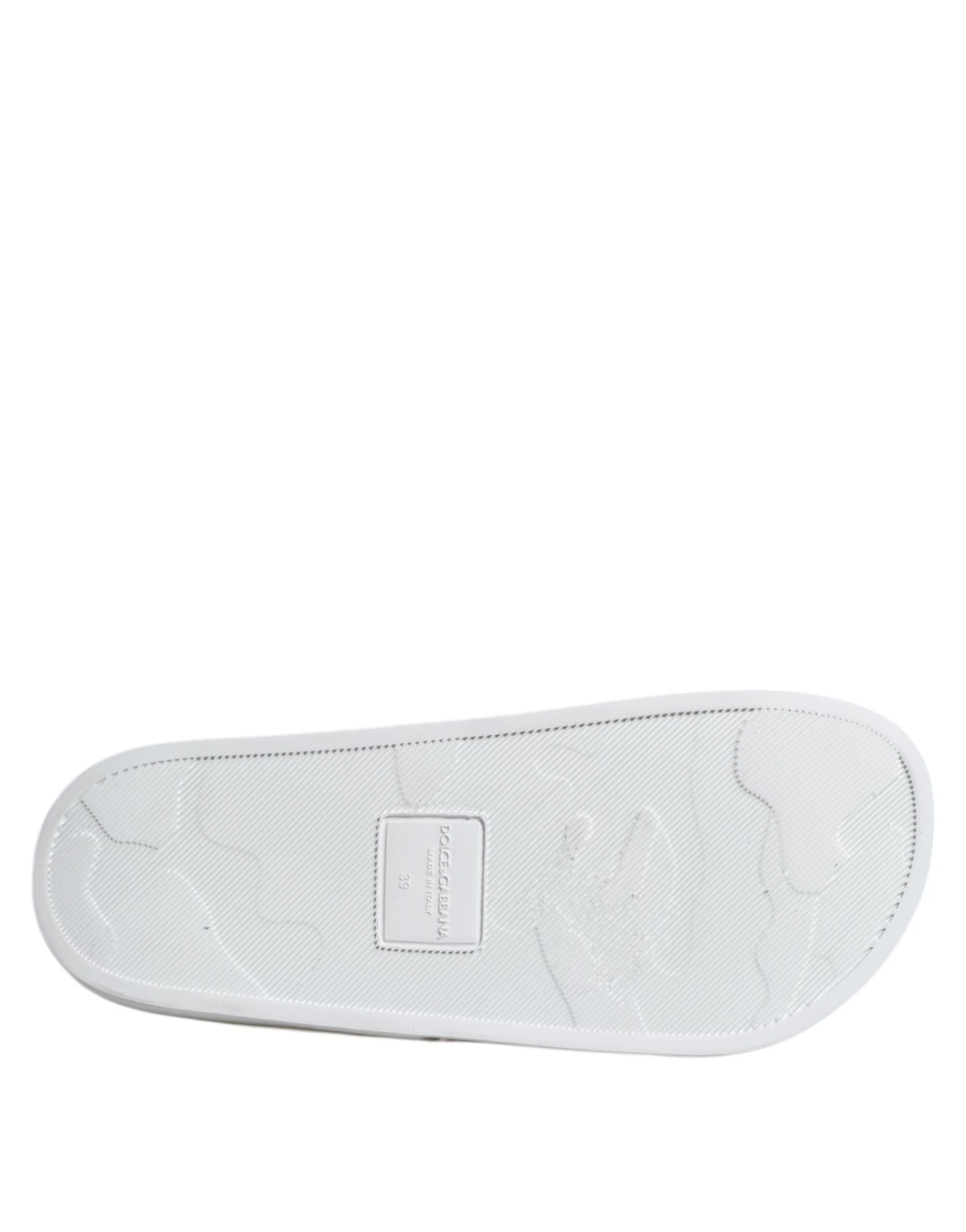 Dolce & Gabbana White Leather Mules Sandals Beachwear Shoes