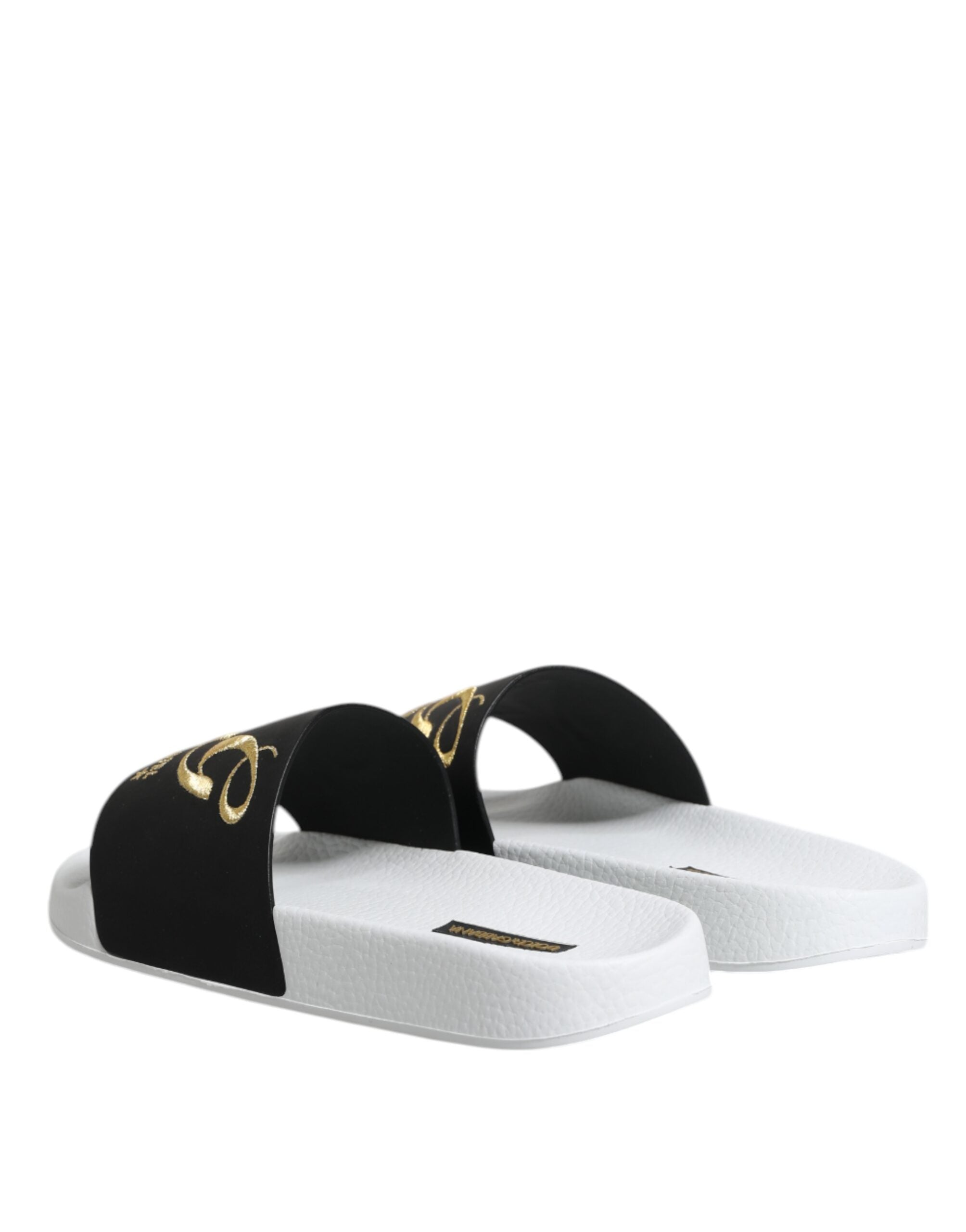 Dolce & Gabbana Weiß Schwarz Leder Sandalen Beachwear Schuhe