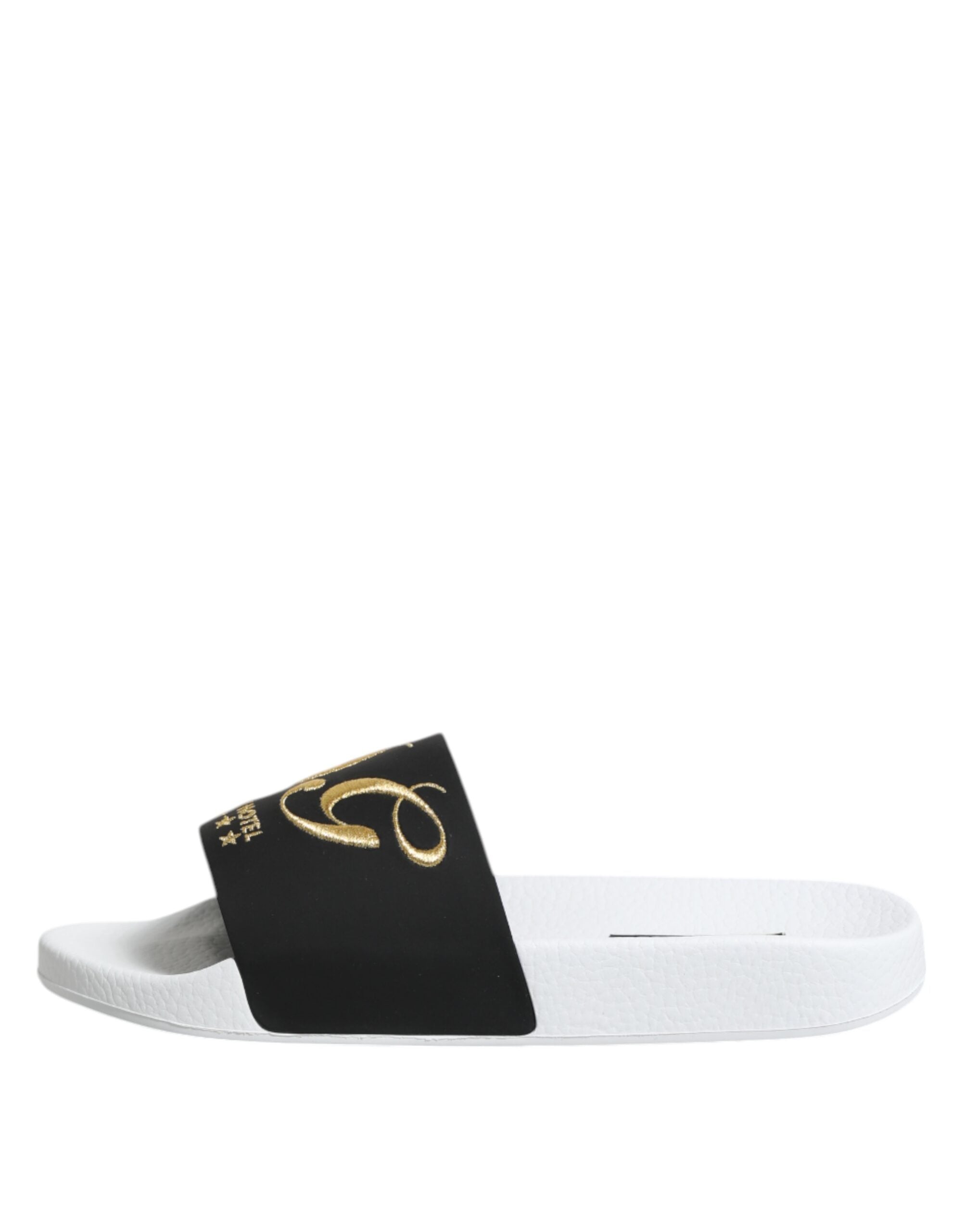 Dolce & Gabbana Weiß Schwarz Leder Sandalen Beachwear Schuhe