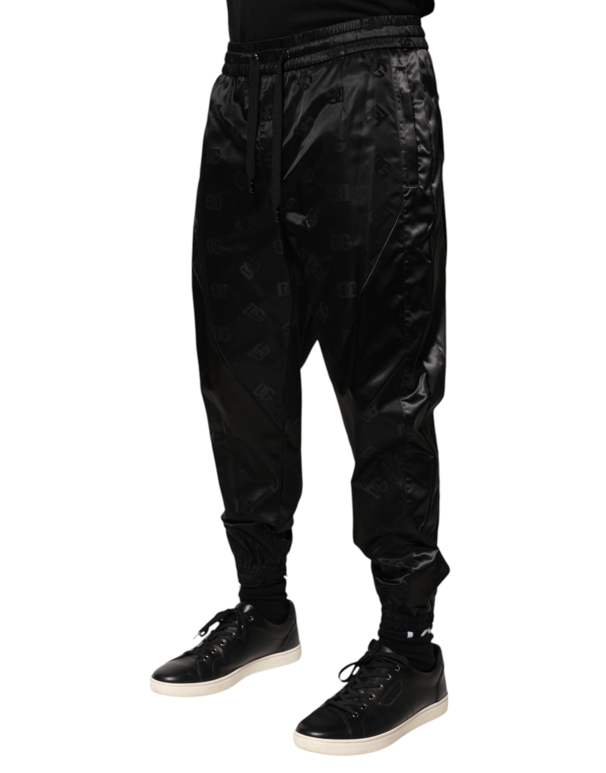 Dolce & Gabbana Black Logo DG Print Men's Jogger Sweatpants