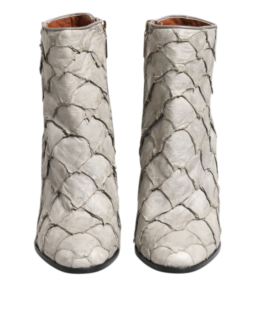 Dolce & Gabbana White Leather Heels Ankle Boots Shoes