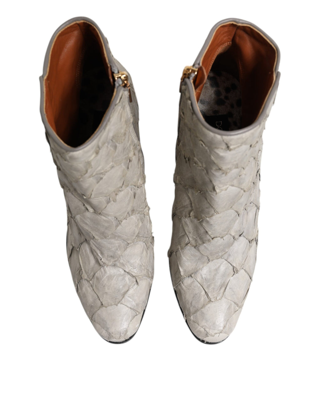 Dolce & Gabbana White Leather Heels Ankle Boots Shoes