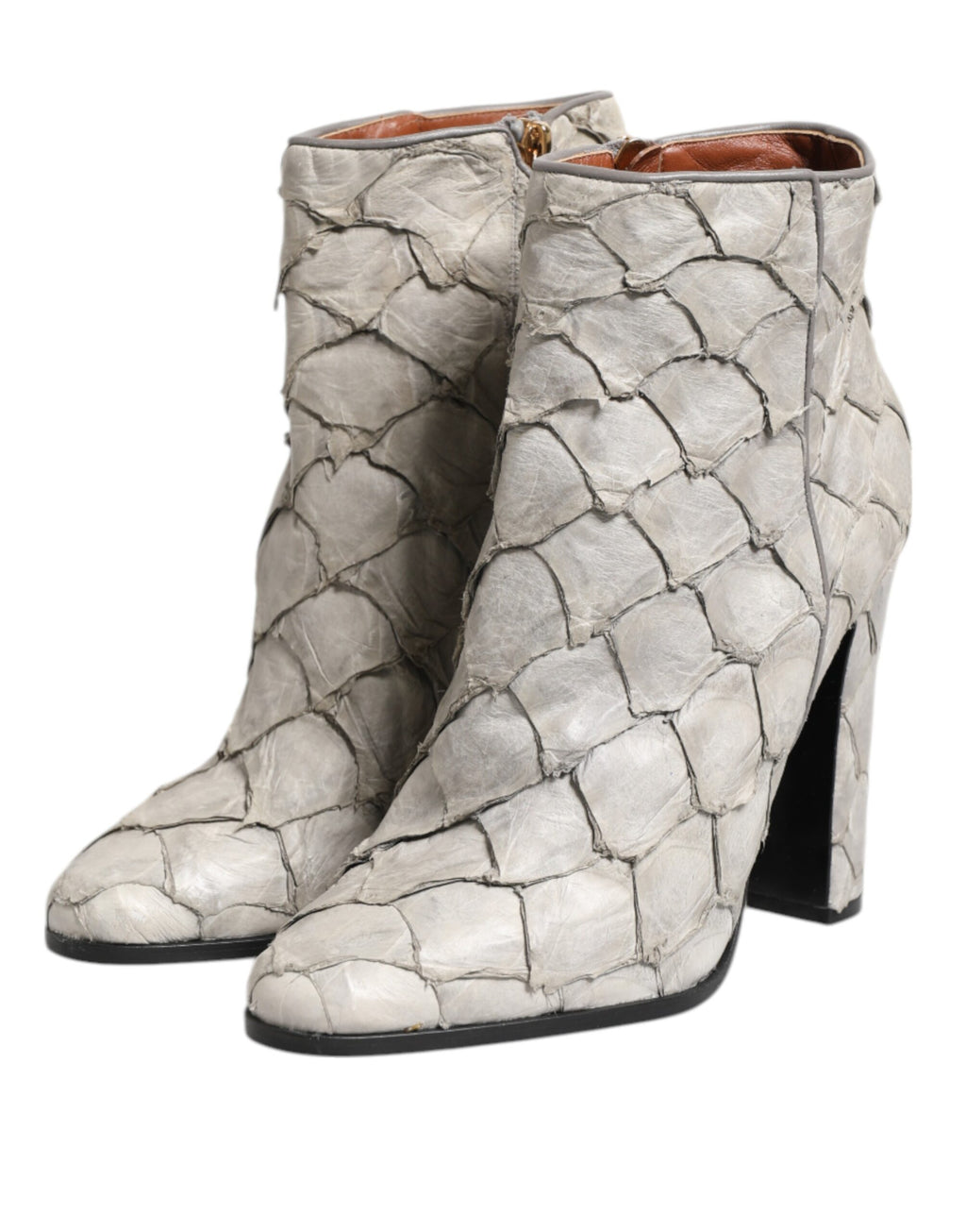 Dolce & Gabbana White Leather Heels Ankle Boots Shoes