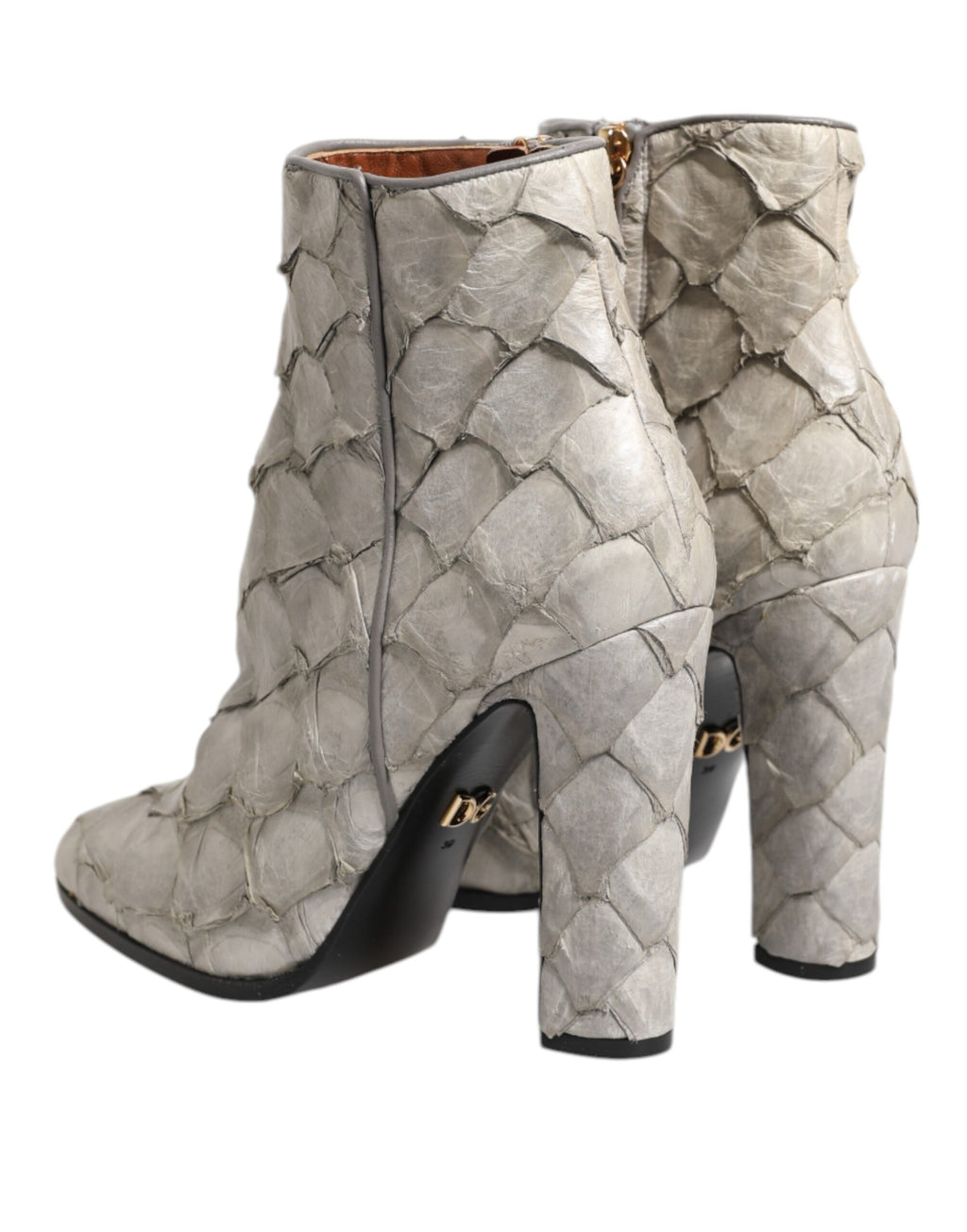 Dolce & Gabbana White Leather Heels Ankle Boots Shoes