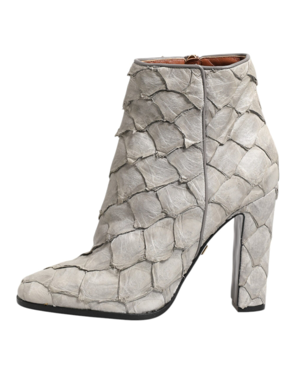 Dolce & Gabbana White Leather Heels Ankle Boots Shoes