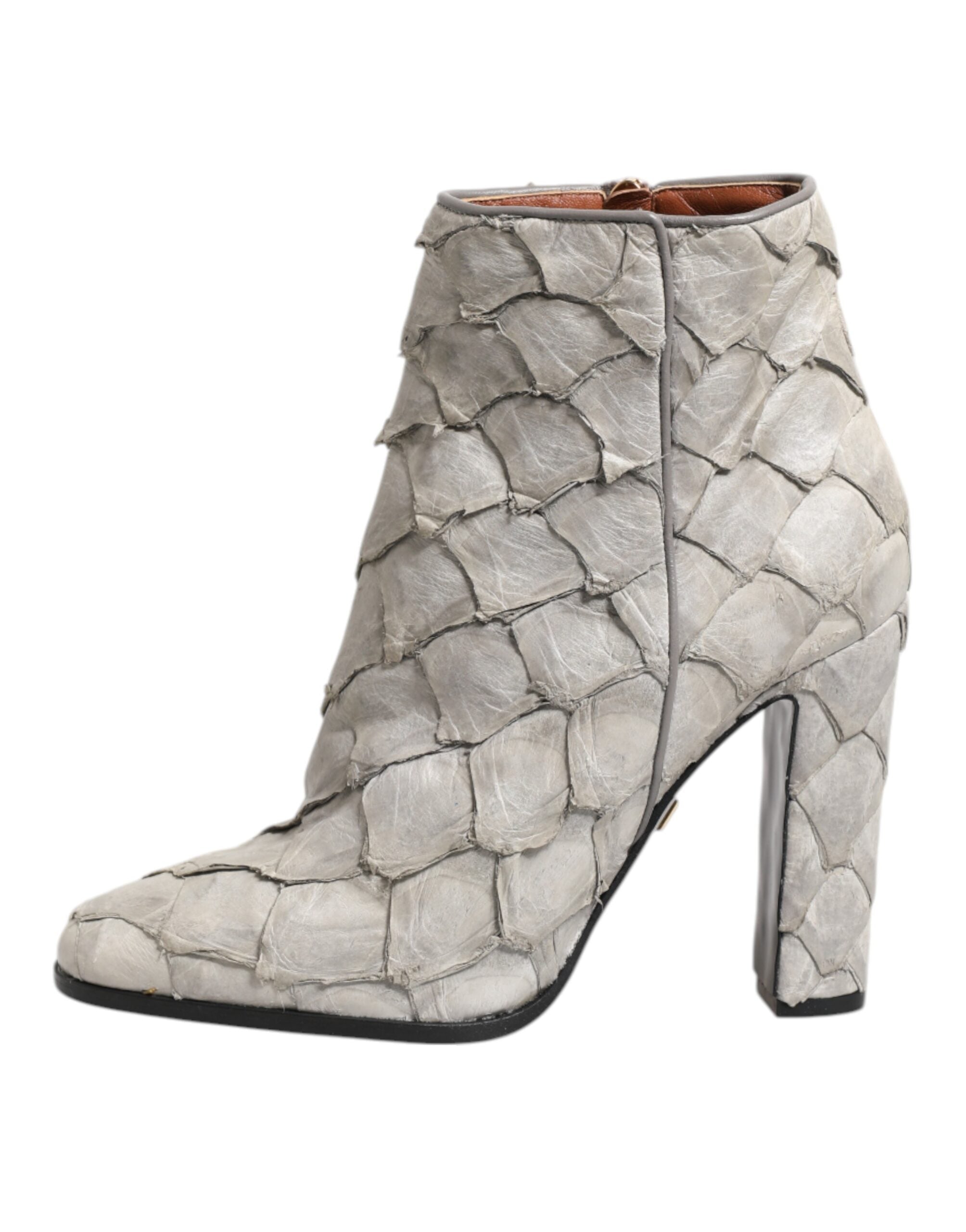 Dolce & Gabbana White Leather Heels Ankle Boots Shoes
