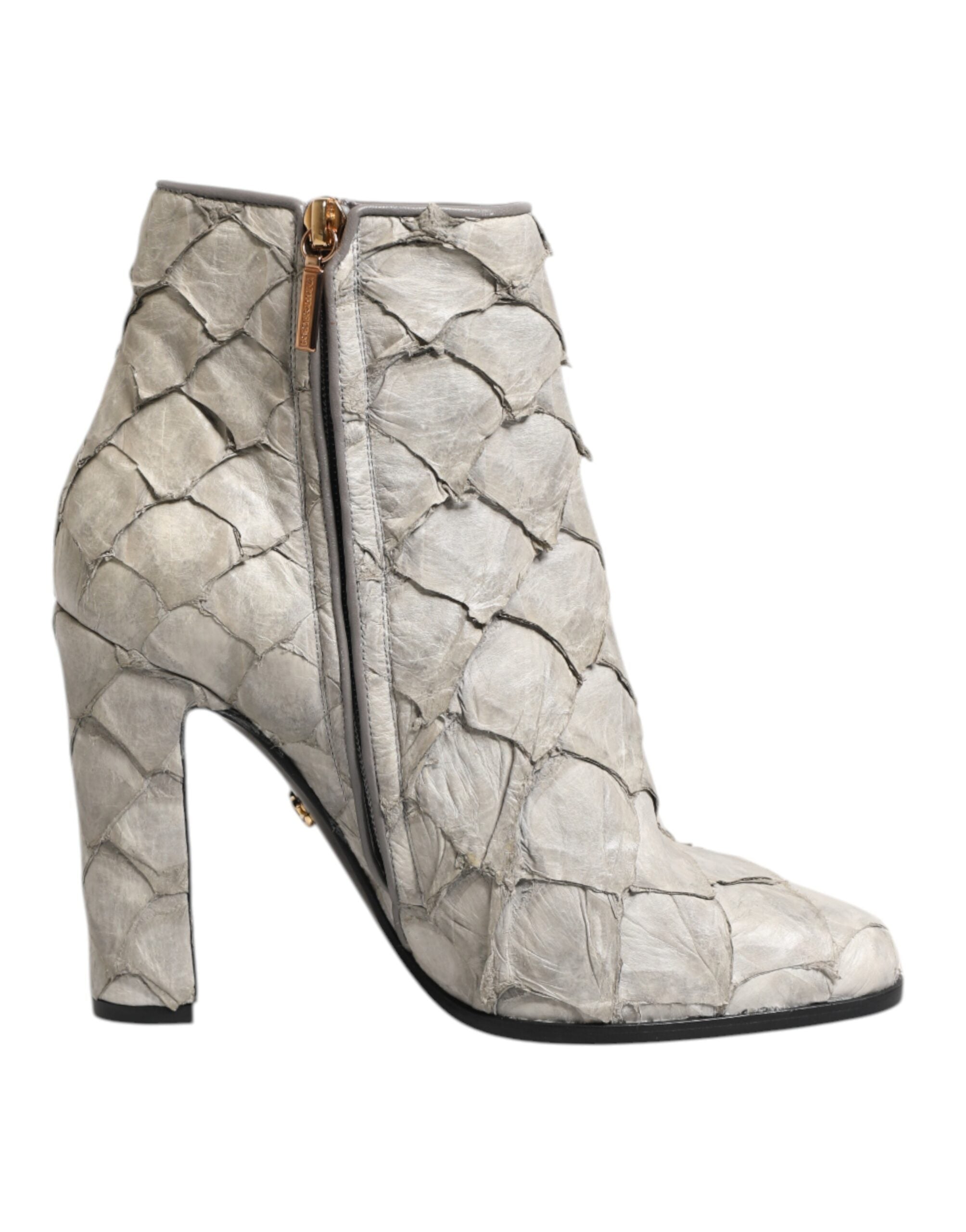 Dolce & Gabbana White Leather Heels Ankle Boots Shoes