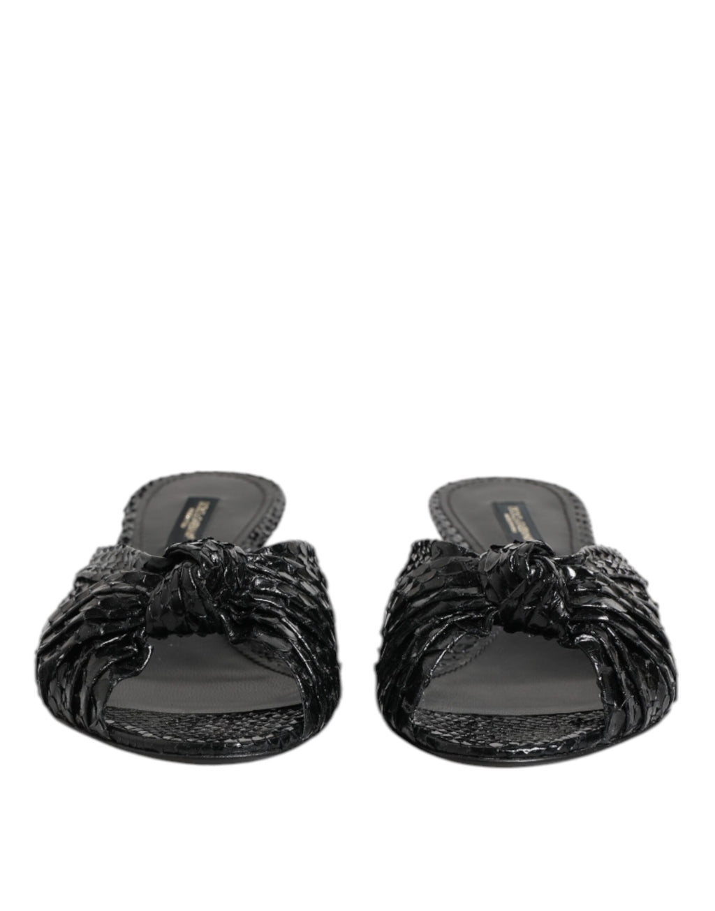 Dolce & Gabbana Black Leather Heels Sandals Shoes