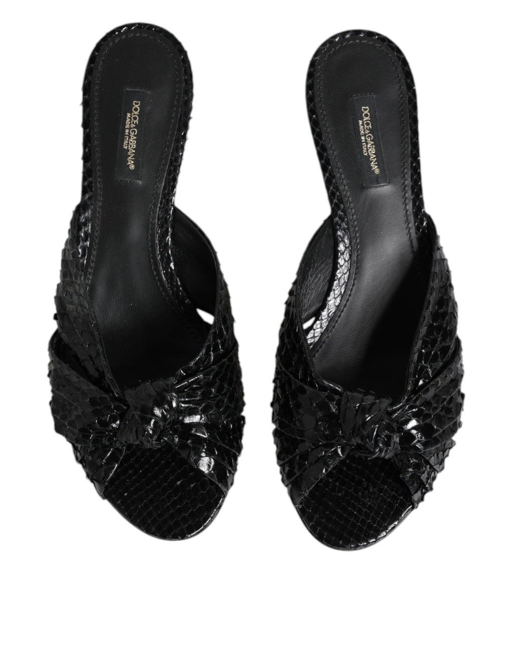 Dolce & Gabbana Black Leather Heels Sandals Shoes