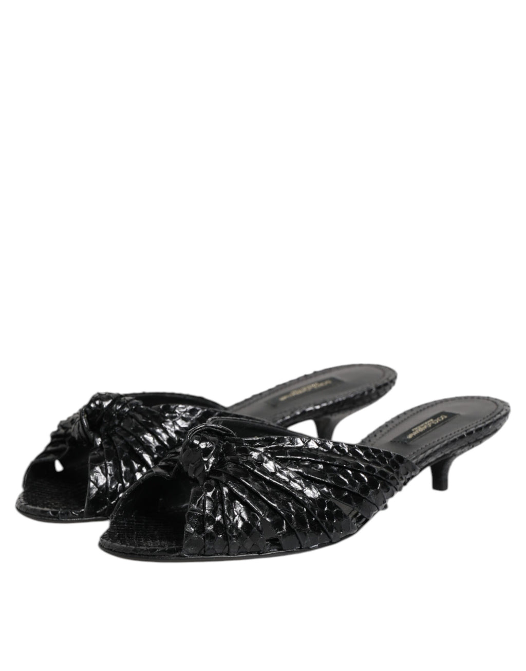 Dolce & Gabbana Black Leather Heels Sandals Shoes