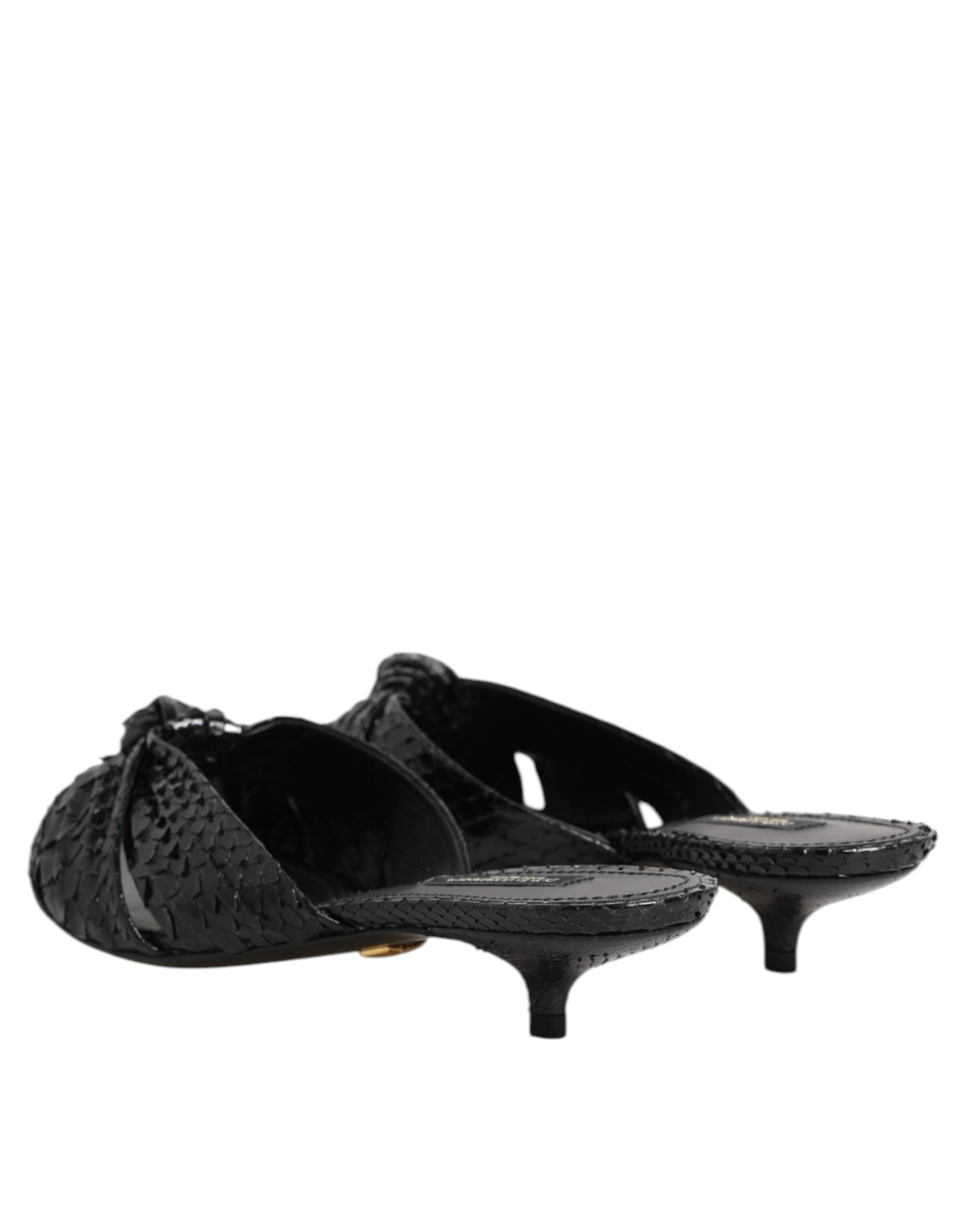 Dolce & Gabbana Black Leather Heels Sandals Shoes