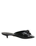 Dolce & Gabbana Black Leather Heels Sandals Shoes