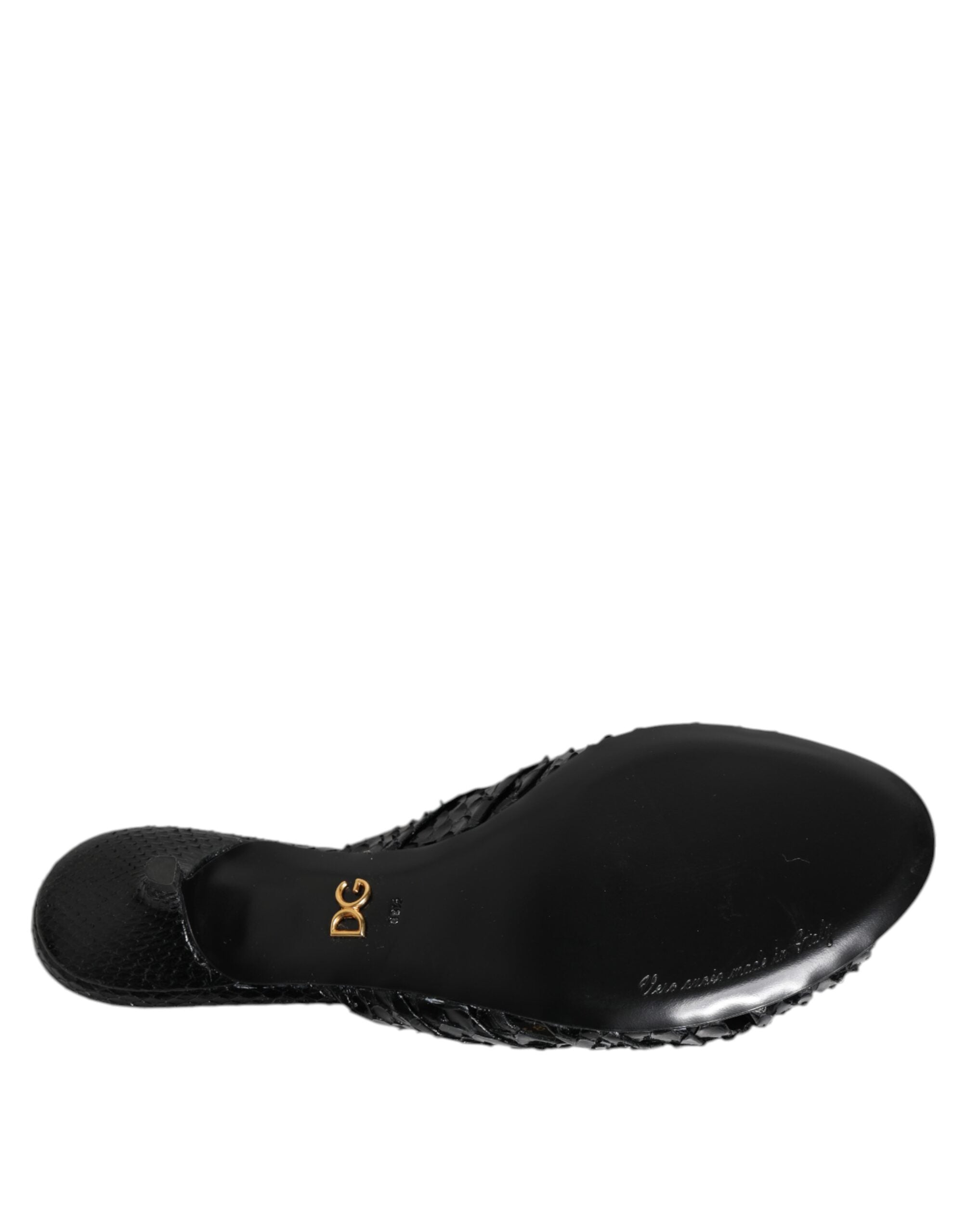 Dolce & Gabbana Black Leather Heels Sandals Shoes