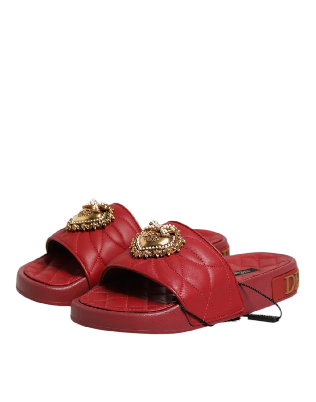 Dolce & Gabbana Red Devotion Matelassé Leather Mules