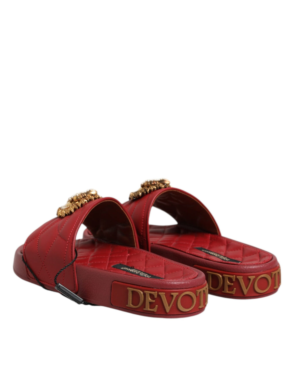 Dolce & Gabbana Red Devotion Matelassé Leather Mules