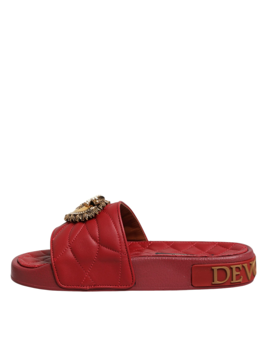Dolce & Gabbana Red Devotion Matelassé Leather Mules