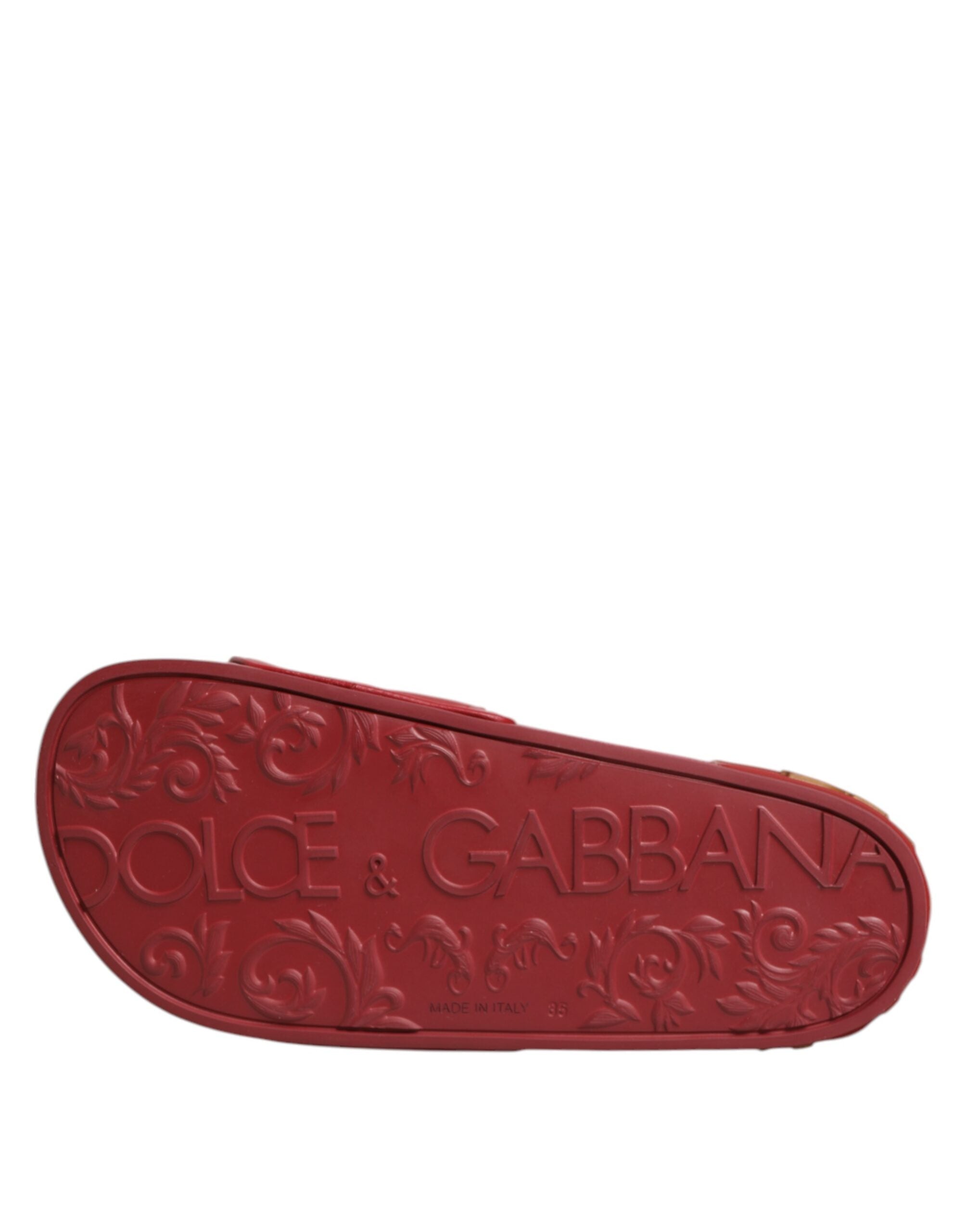 Dolce & Gabbana Red Devotion Matelassé Leather Mules