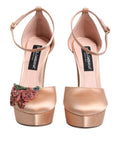 Dolce & Gabbana Rosa Blockabsatz Knöchelriemen Sandalen Schuhe