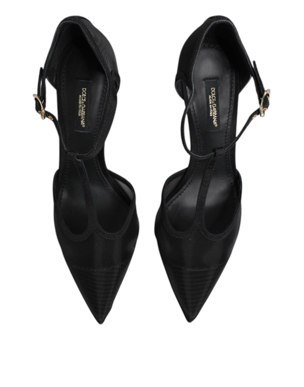 Dolce & Gabbana Schwarz Mesh T-strap Stiletto High Heels Schuhe
