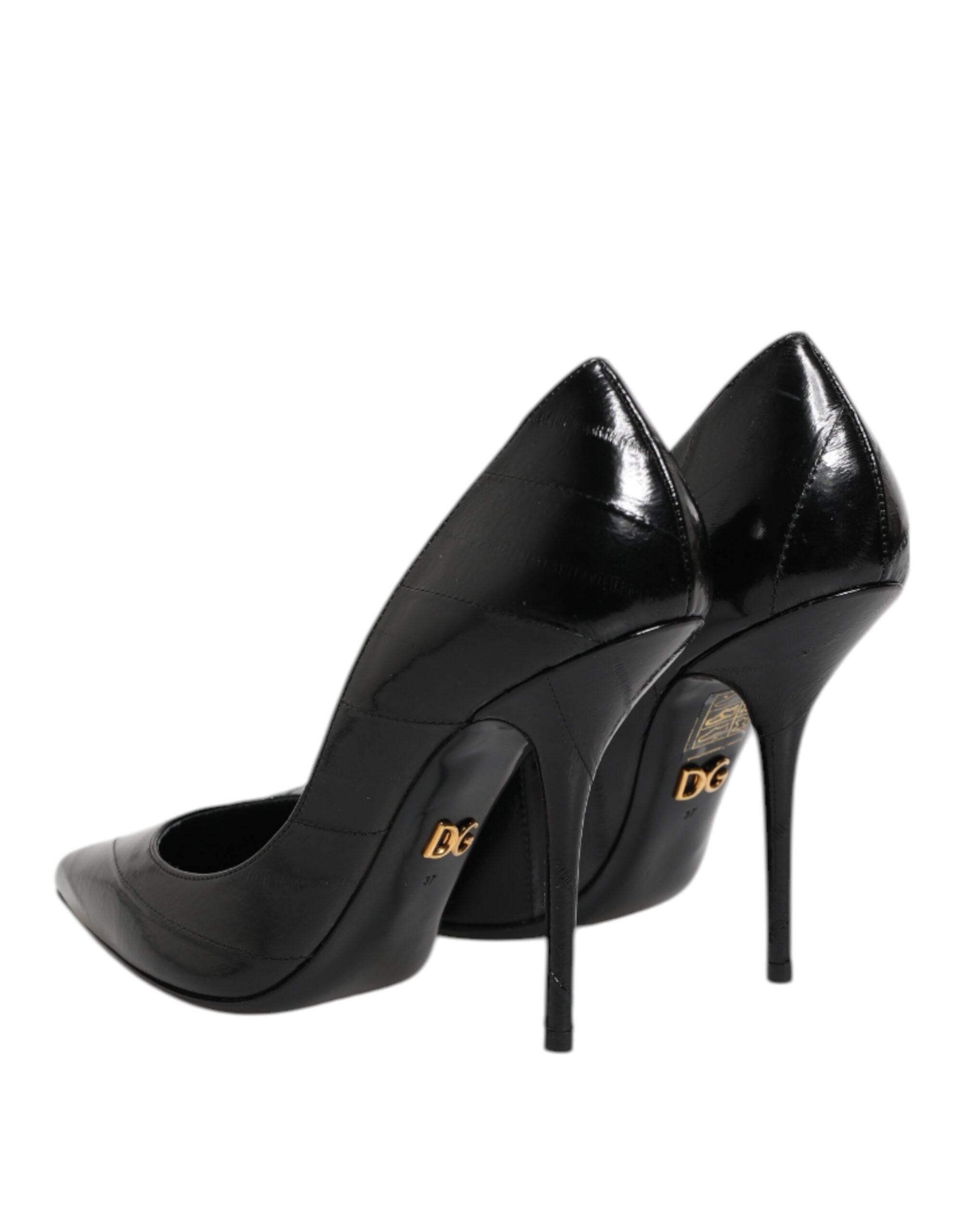 Dolce & Gabbana Black Leather High Heel Stiletto Pumps