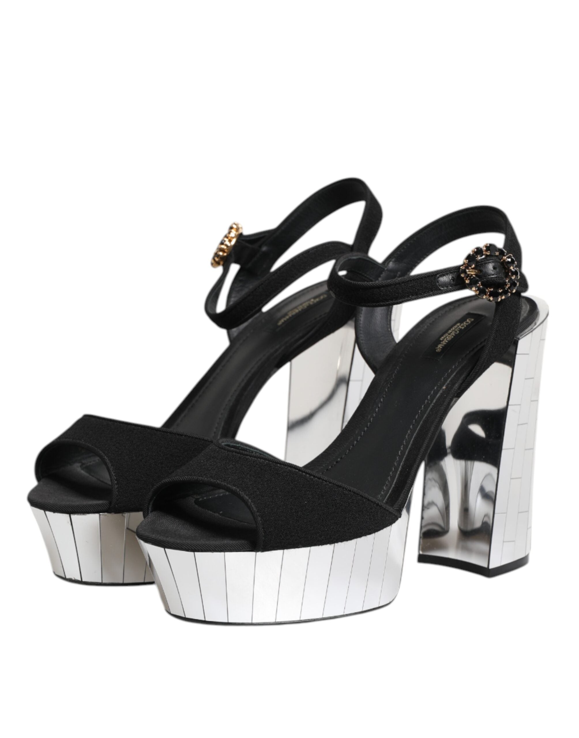 Dolce & Gabbana Schwarze Kristall-Knöchelriemen Keira Sandale Schuhe
