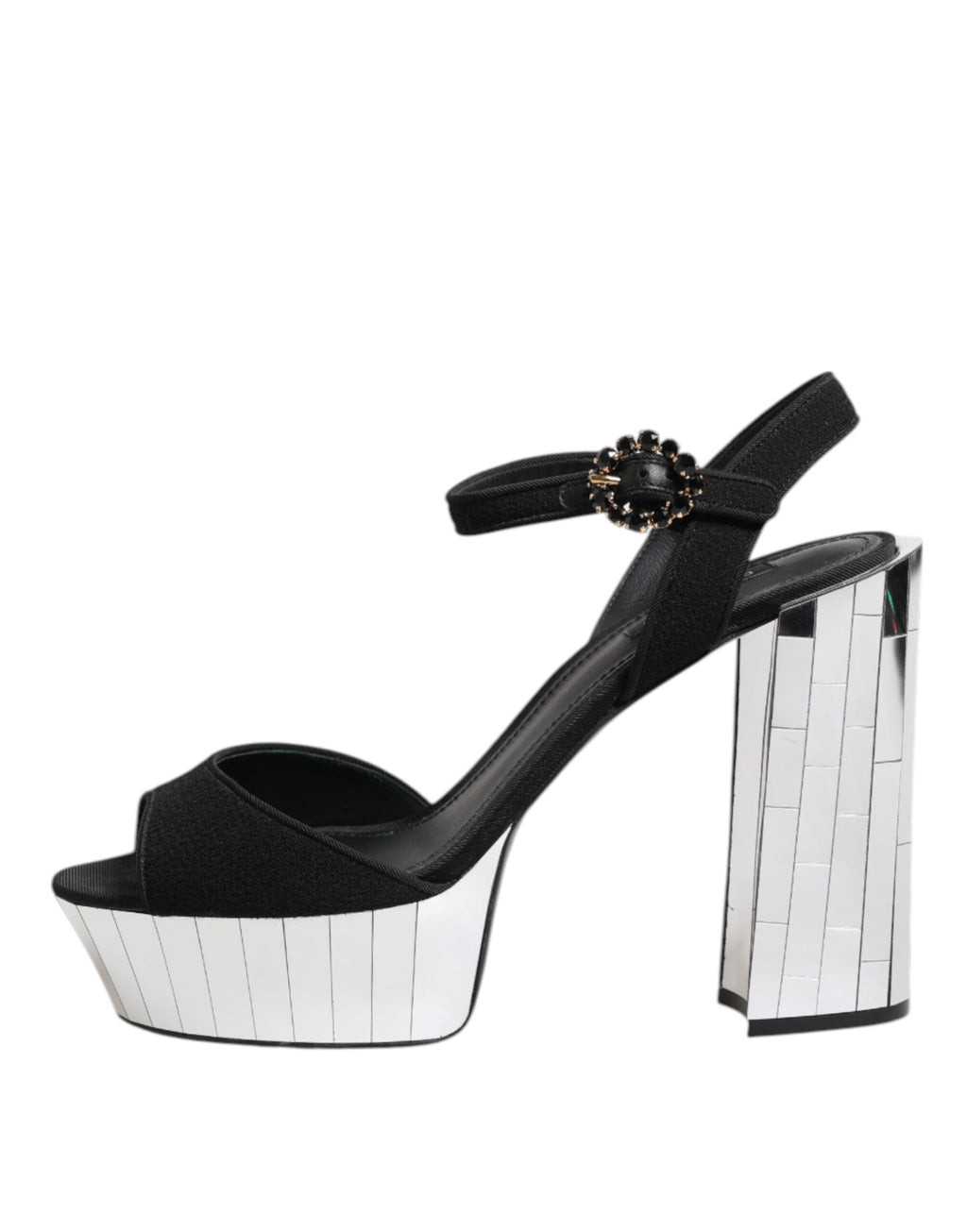 Dolce & Gabbana Schwarze Kristall-Knöchelriemen Keira Sandale Schuhe
