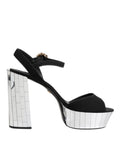 Dolce & Gabbana Schwarze Kristall-Knöchelriemen Keira Sandale Schuhe