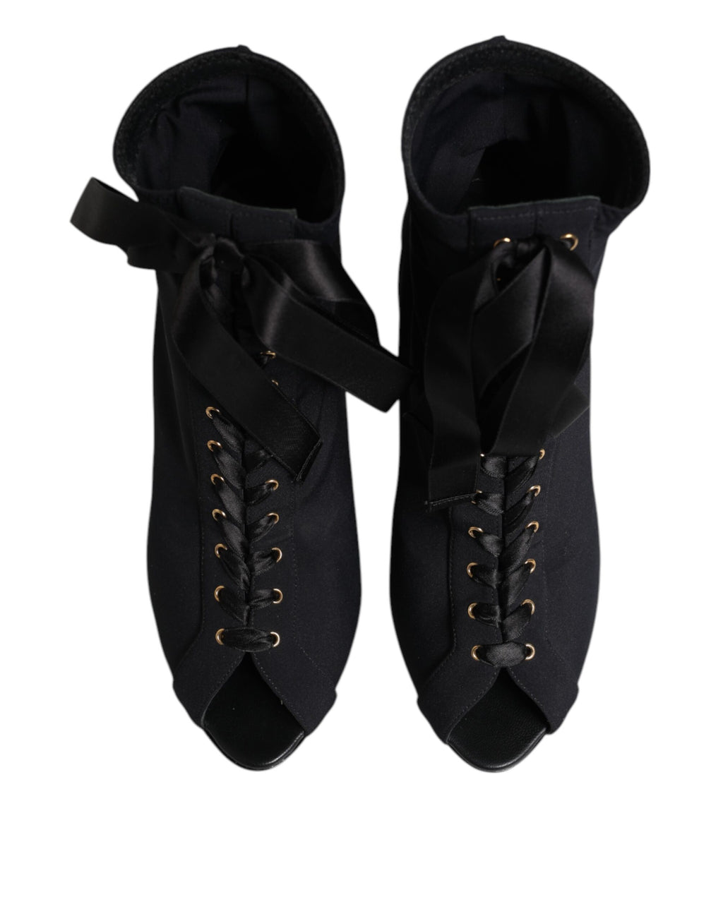 Dolce & Gabbana Black Stiletto Heel Lace Up Boots Shoes