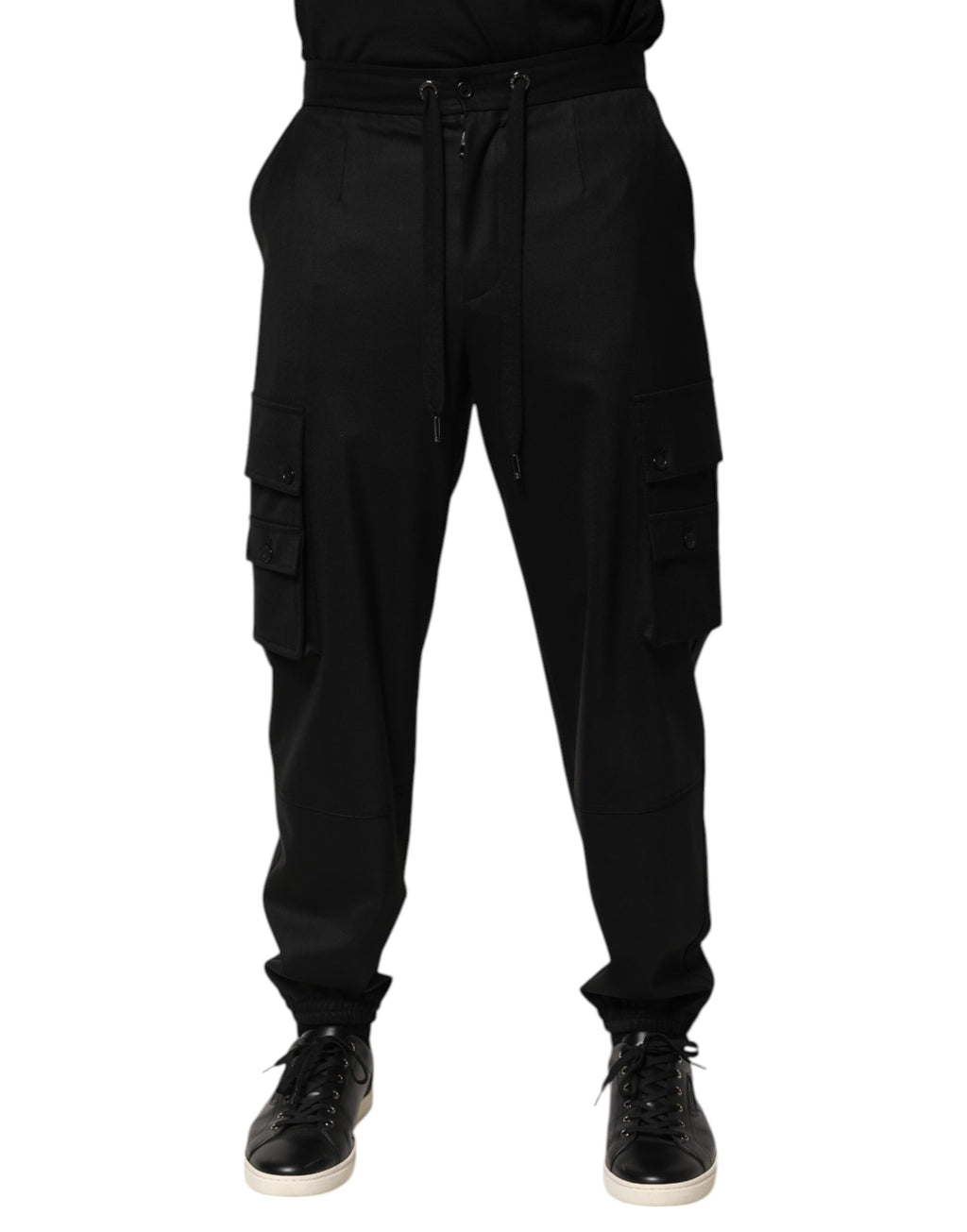 Dolce & Gabbana Solid Black Cargo Jogger Men's Sweatpants Trousers