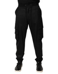 Dolce & Gabbana Solid Black Cargo Jogger Men's Sweatpants Trousers