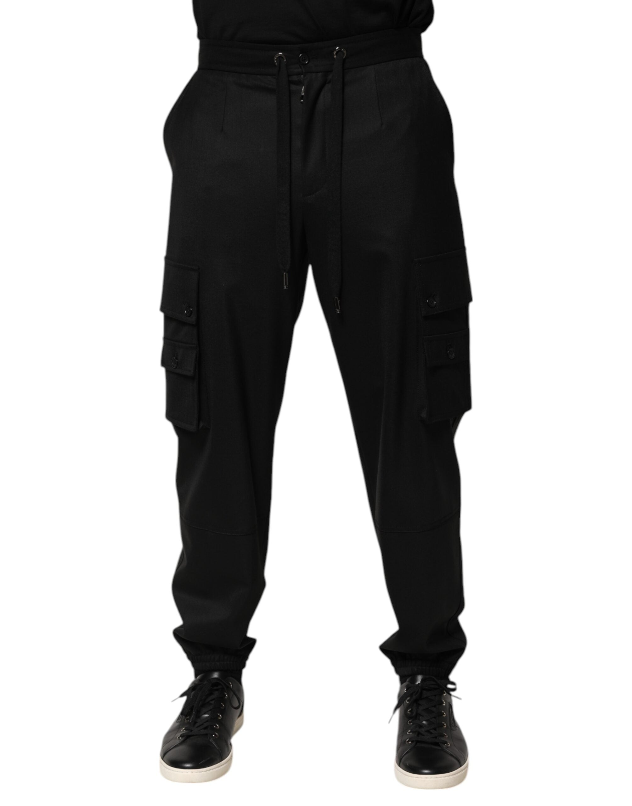 Dolce & Gabbana Solid Black Cargo Jogger Men's Sweatpants Trousers