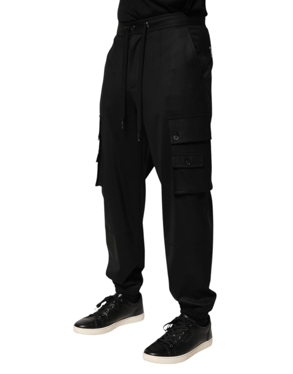 Dolce & Gabbana Solid Black Cargo Jogger Men's Sweatpants Trousers