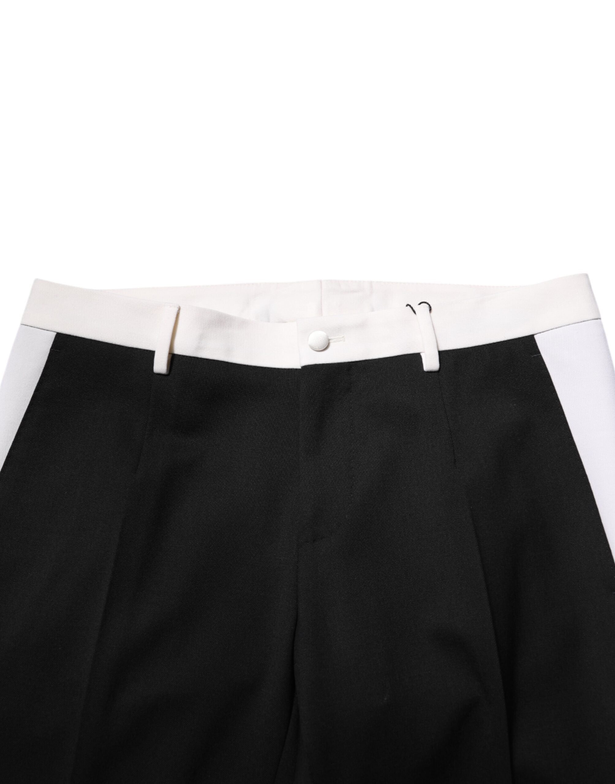 Dolce & Gabbana Schwarz-Weiß gestreift Wolle Männer Hose Hose