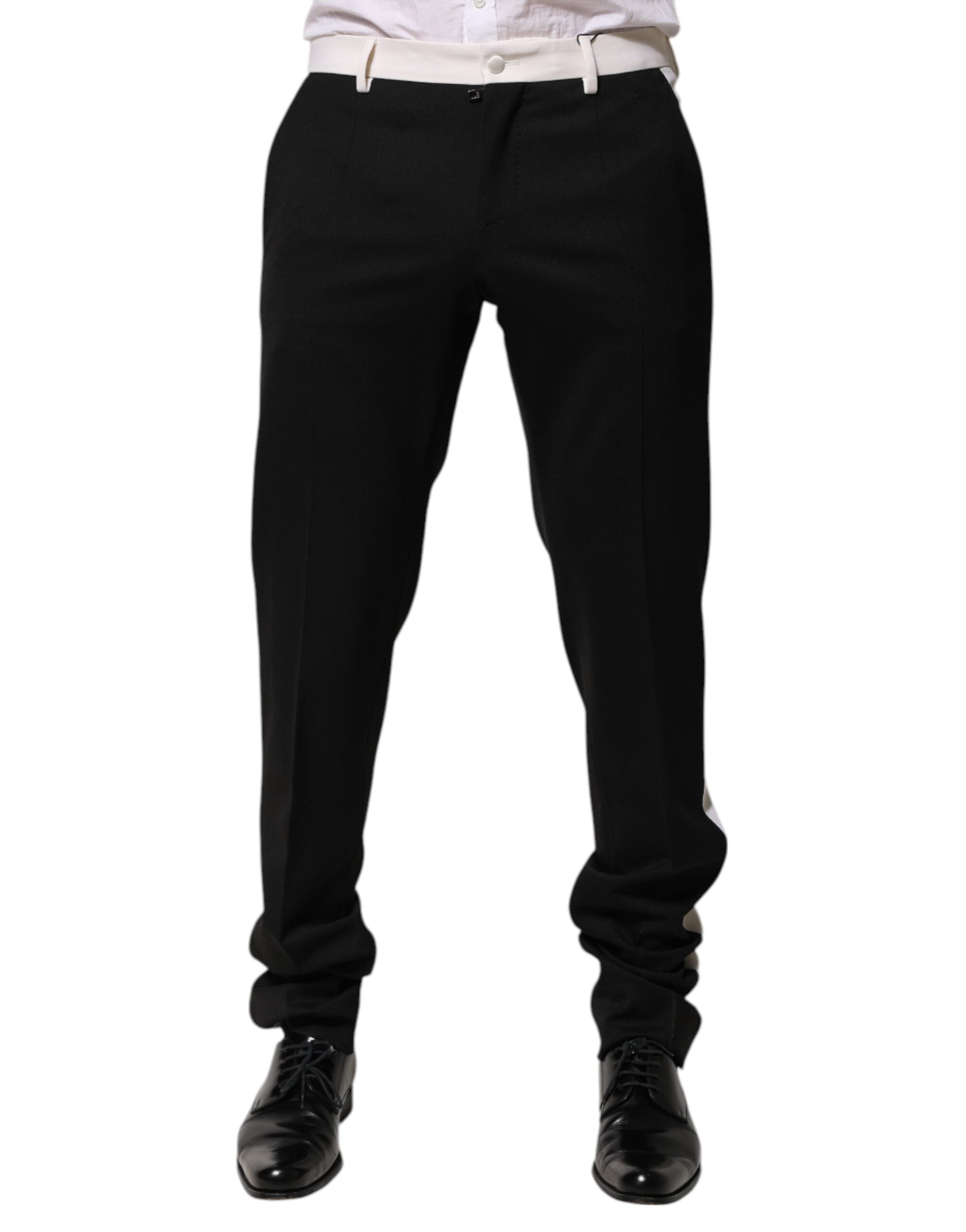 Dolce & Gabbana Schwarz-Weiß gestreift Wolle Männer Hose Hose