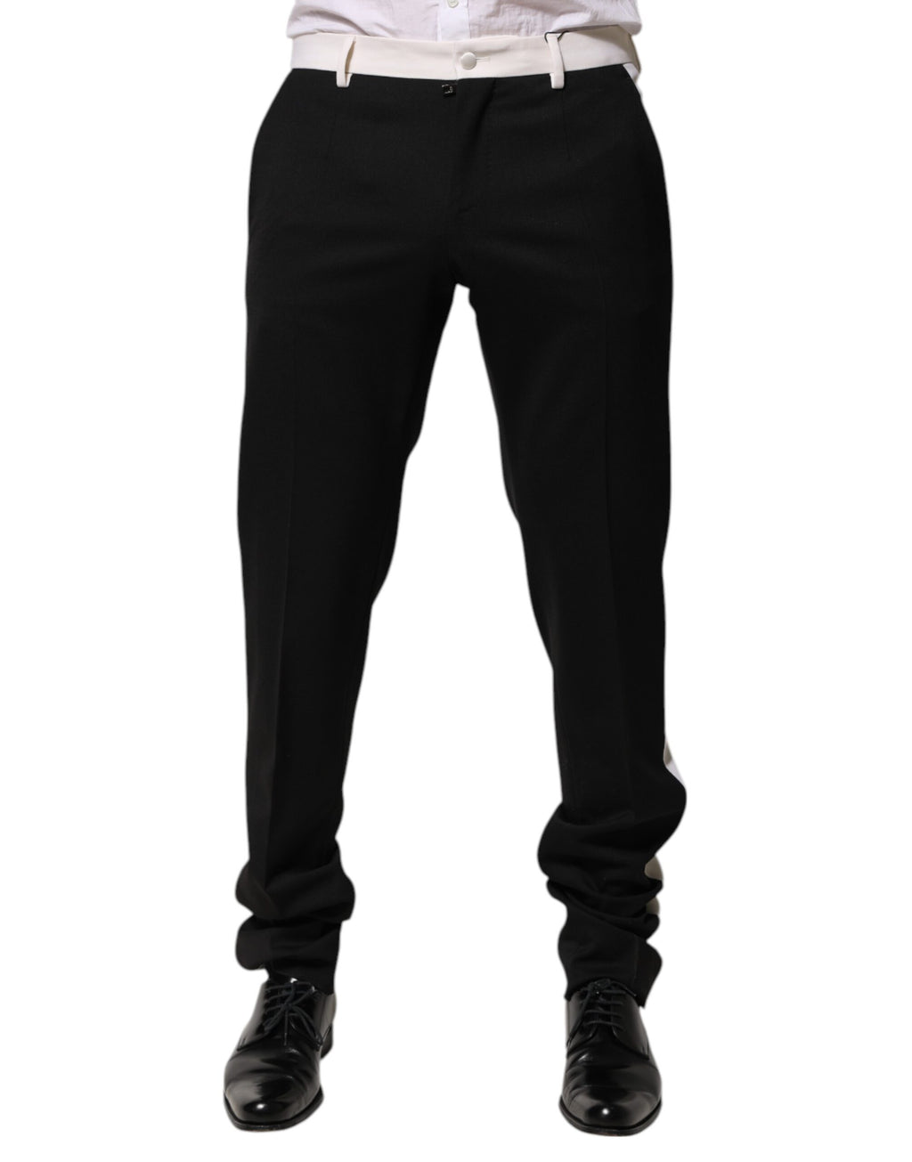 Dolce & Gabbana Schwarz-Weiß gestreift Wolle Männer Hose Hose